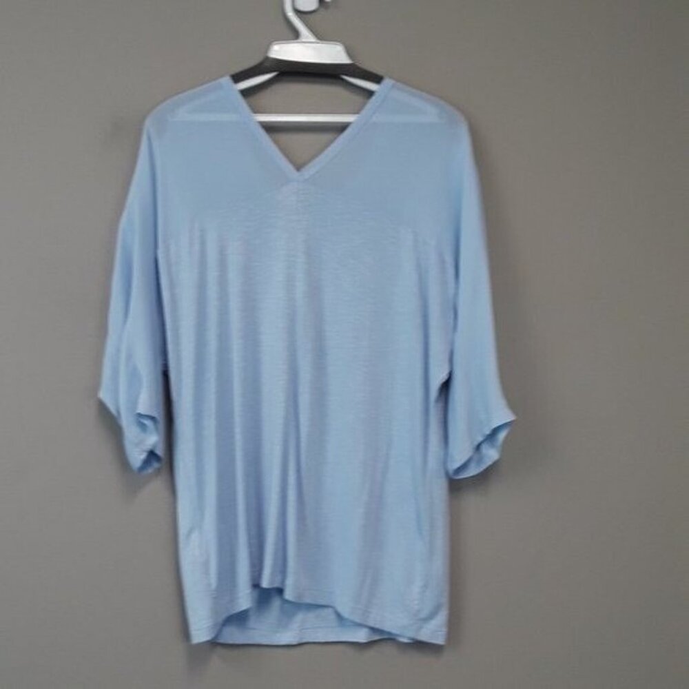 Anthropologie Dolan Womans Top Medium Light Blue Sheer Yoke BOHO Casual - Picture 5 of 10